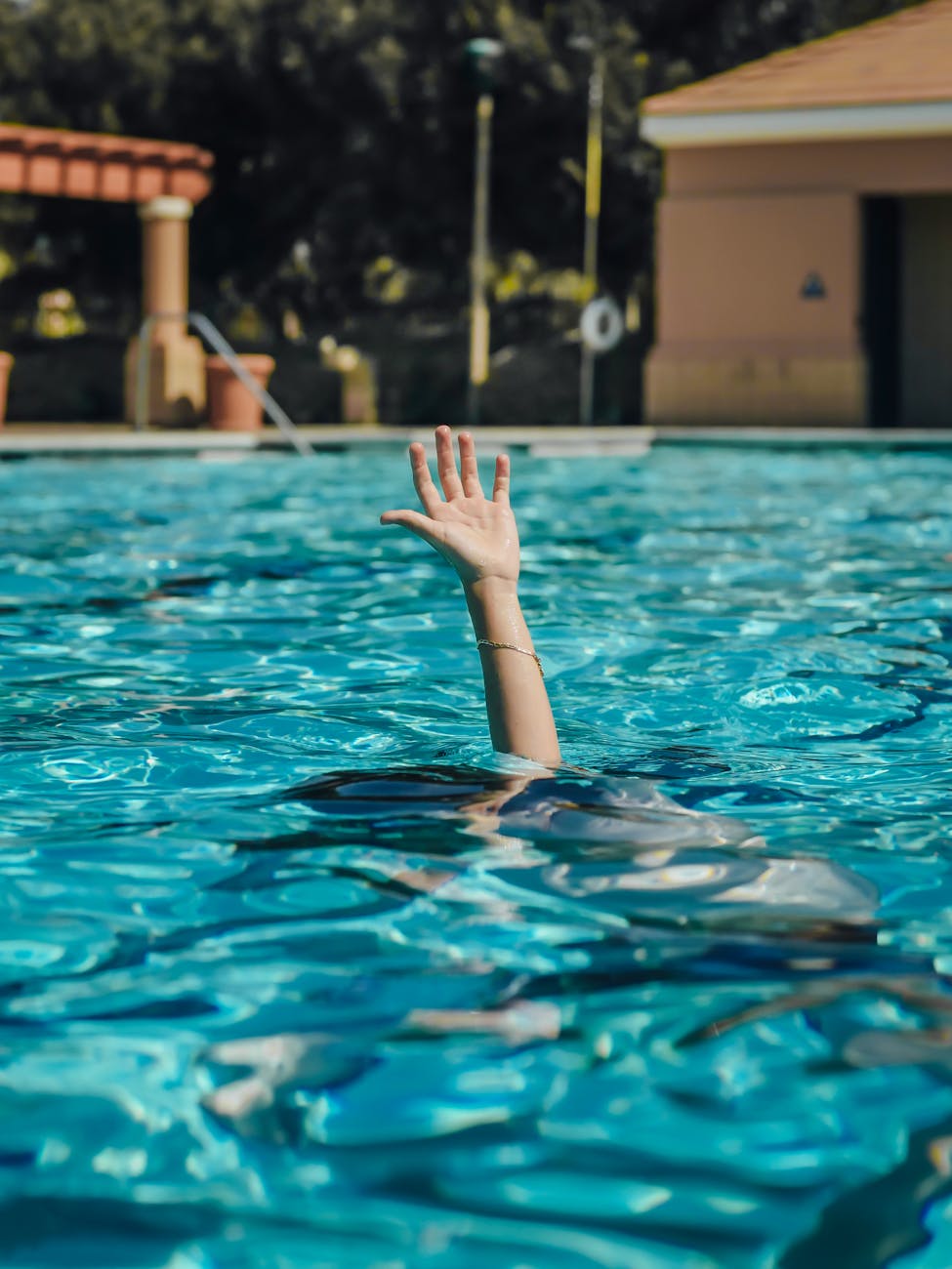 a person swimming in the pool