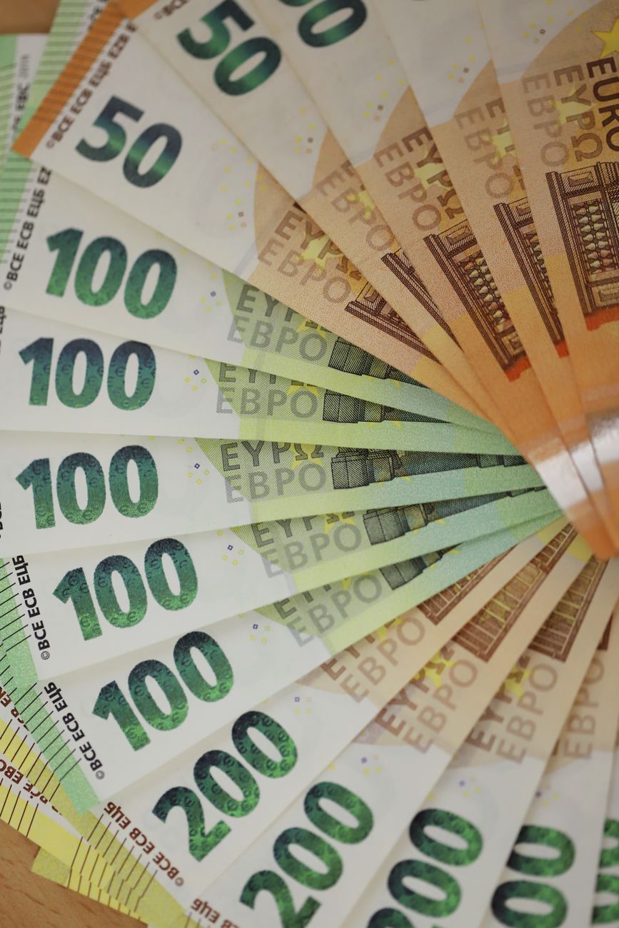 euro banknotes display in fan arrangement