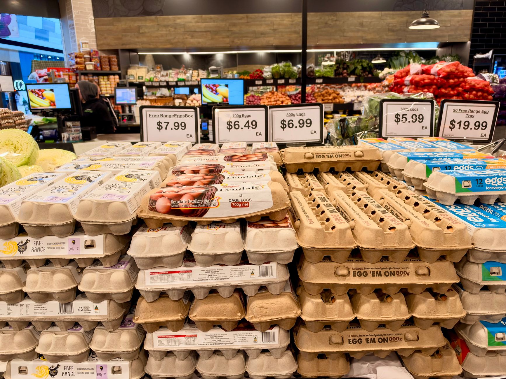 egg display in australian grocery store